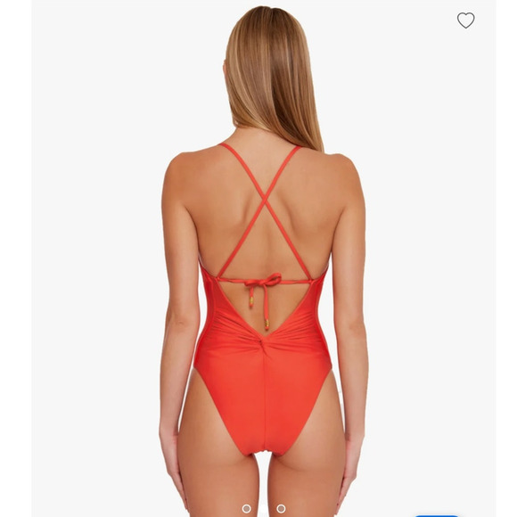 NEW Trina Turk Monaco One Piece Swimsuit Twist Back Flame Red/Orange $154 10 - Picture 4 of 8